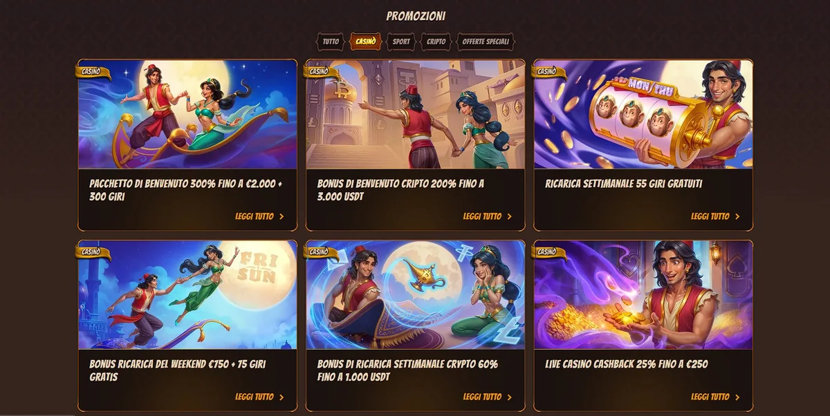 Slot e giochi a tema mille e una notte di Alawin Casino con promozioni per l'Italia